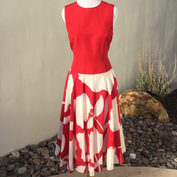 J. Peterman Italian Red Floral Silk Dress - Picture 1 of 3